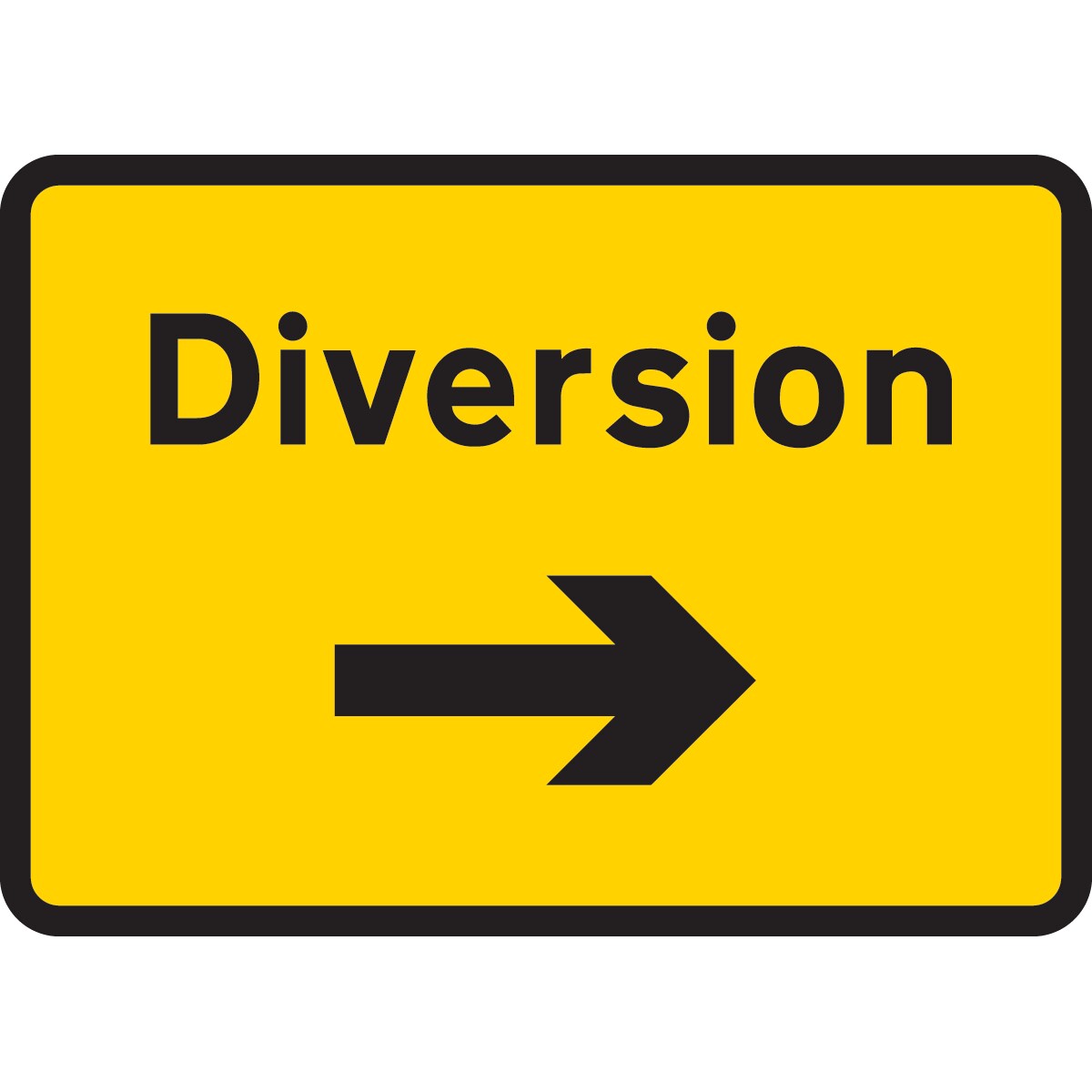 Plastic Road Sign: Diverted Swivel Arrow 3MM - 1050 X 450MM - Lapwing UK - Traffic Management - Lapwing UK