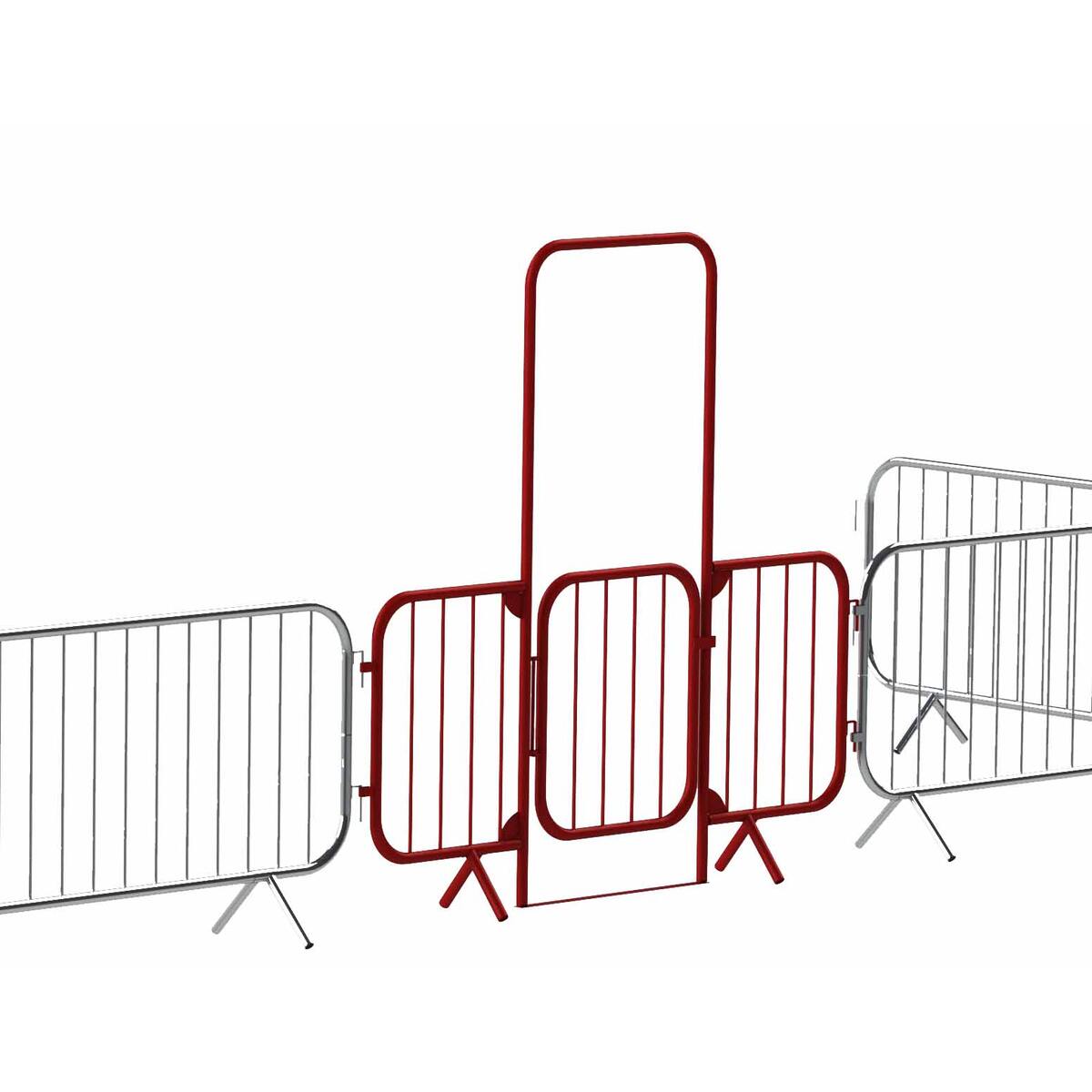 Red Pedestrian Metal Walk Through Barrier with Gate - POA - Lapwing UK - Traffic Management - Lapwing UK