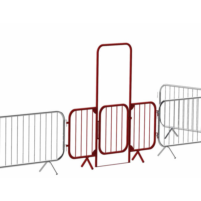 Red Pedestrian Metal Walk Through Barrier with Gate - POA - Lapwing UK - Traffic Management - Lapwing UK